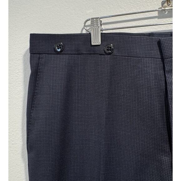 BOSS Hugo Boss Navy Virgin Wool Pants Men’s Size 38R Blue Check Classic Cuffed - Picture 7 of 14
